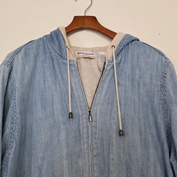 Vintage Chambray Denim Sweatshirt Jacket Womens 22W Lined Boho 90s Retro Y2K - Picture 2 of 10